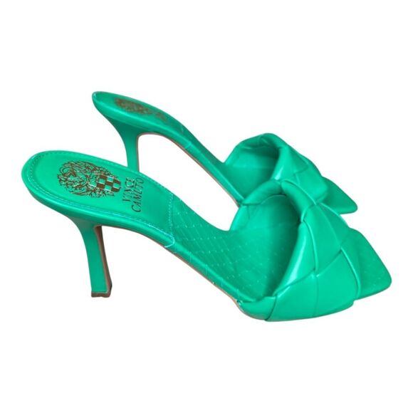 VINCE CAMUTO Brelaine Green Leather Sandal Heels - Size 9 1/2 - Picture 2 of 9